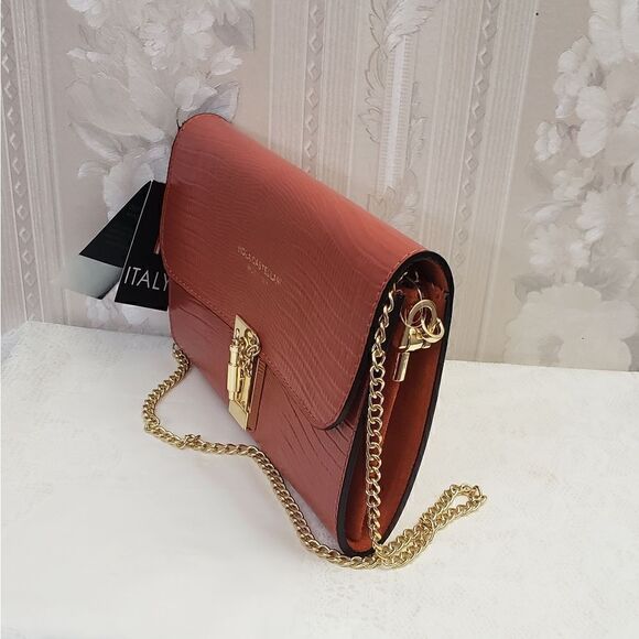 Viola Castellani Chain Crossbody Leather Bag NWT - Picture 3 of 5